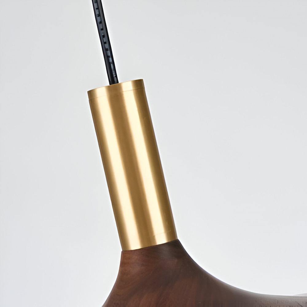 Noci – Lampada a Sospensione Nordica in Legno Rotondo con Illuminazione LED