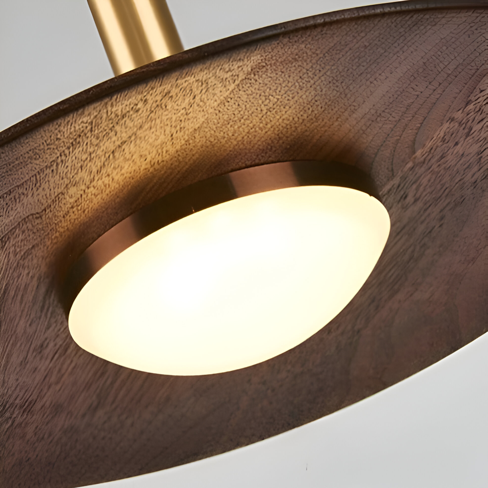 Noci – Lampada a Sospensione Nordica in Legno Rotondo con Illuminazione LED