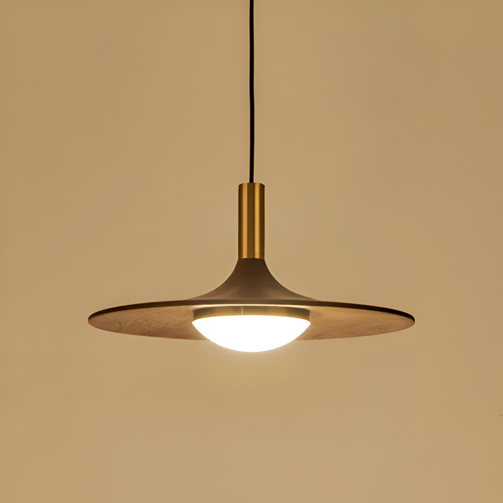 Noci – Lampada a Sospensione Nordica in Legno Rotondo con Illuminazione LED