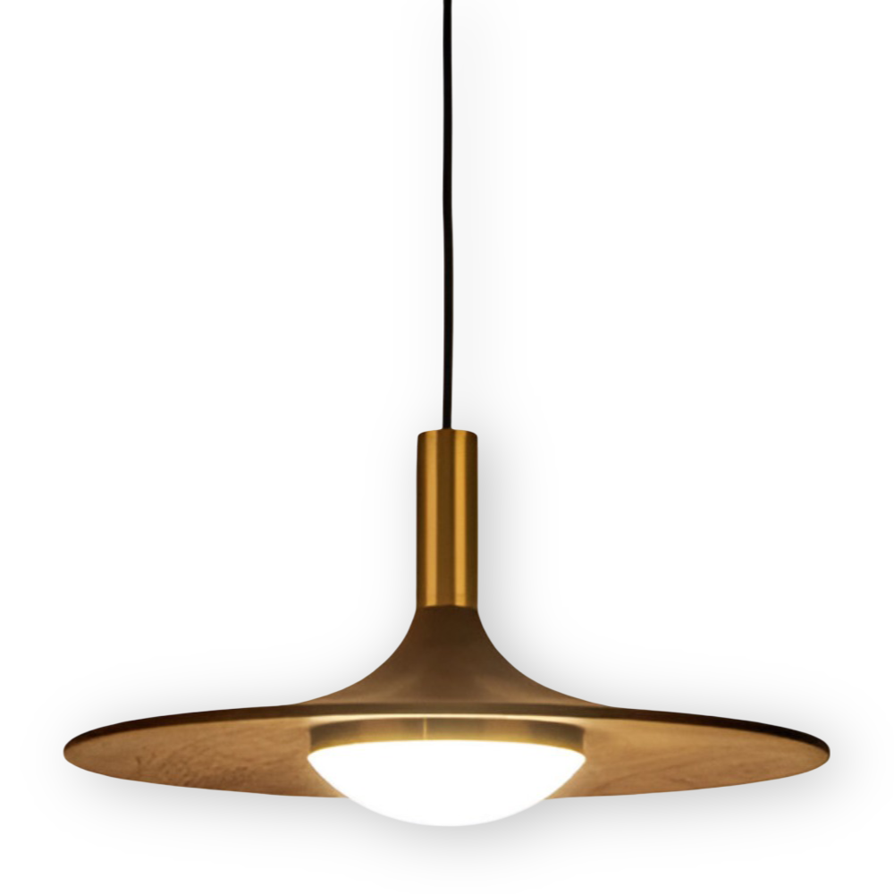 Noci – Lampada a Sospensione Nordica in Legno Rotondo con Illuminazione LED