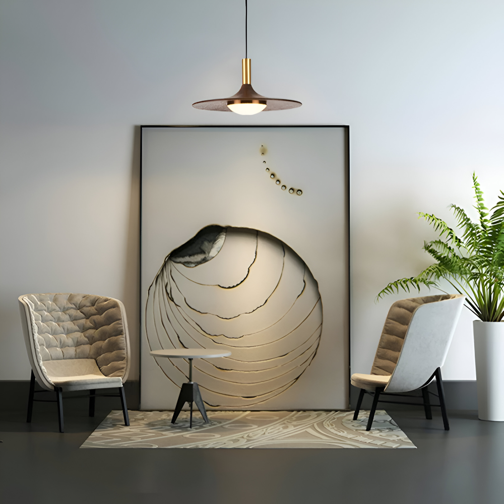 Noci – Lampada a Sospensione Nordica in Legno Rotondo con Illuminazione LED