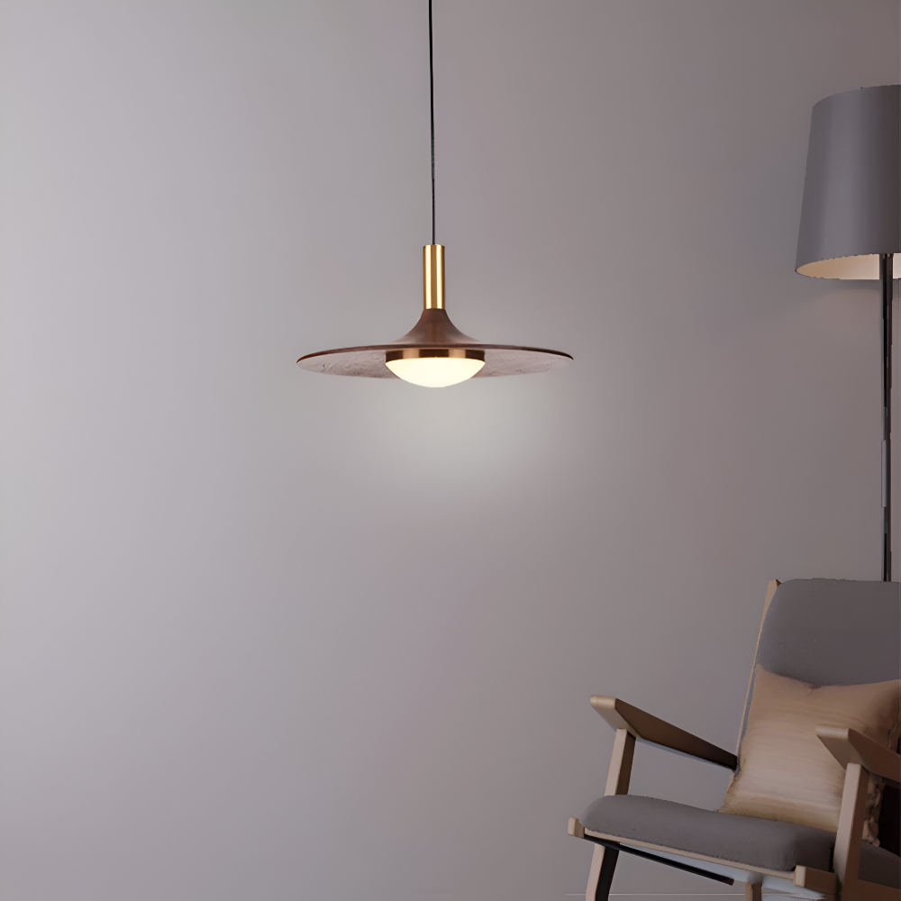 Noci – Lampada a Sospensione Nordica in Legno Rotondo con Illuminazione LED