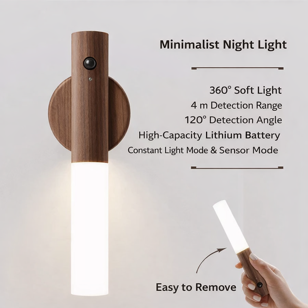 Lampada da parete | Sensore di movimento | Senza fili | Woodlamp