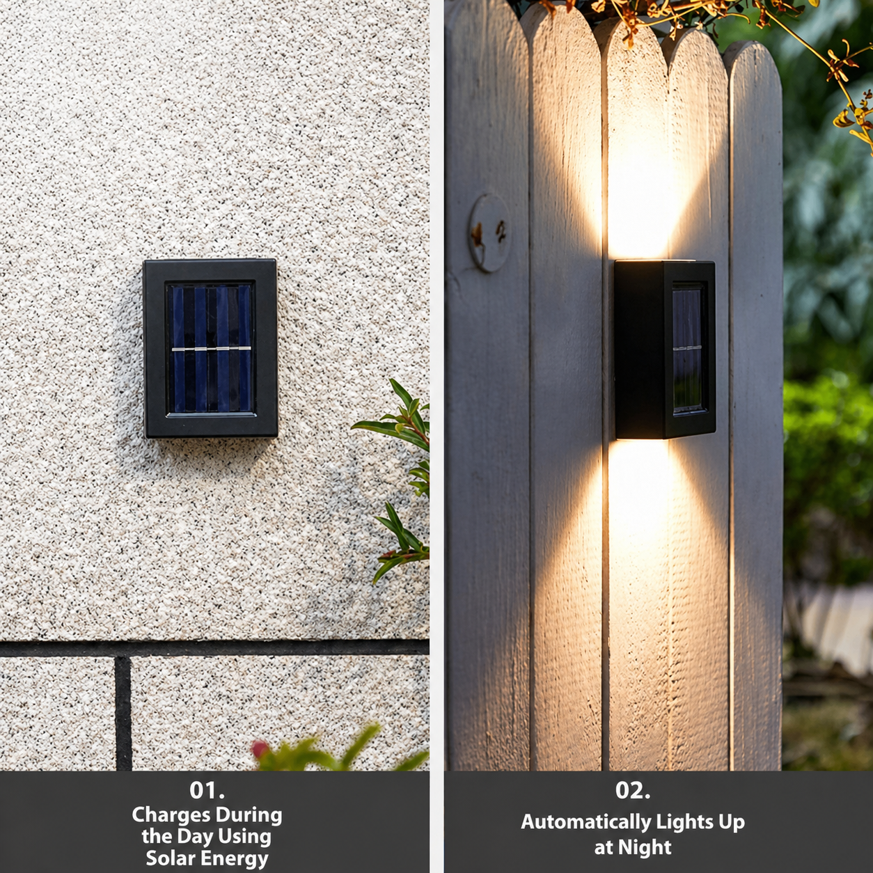 Applique | Applique LED solare per esterni | Sensore crepuscolare automatico | LumaGarden