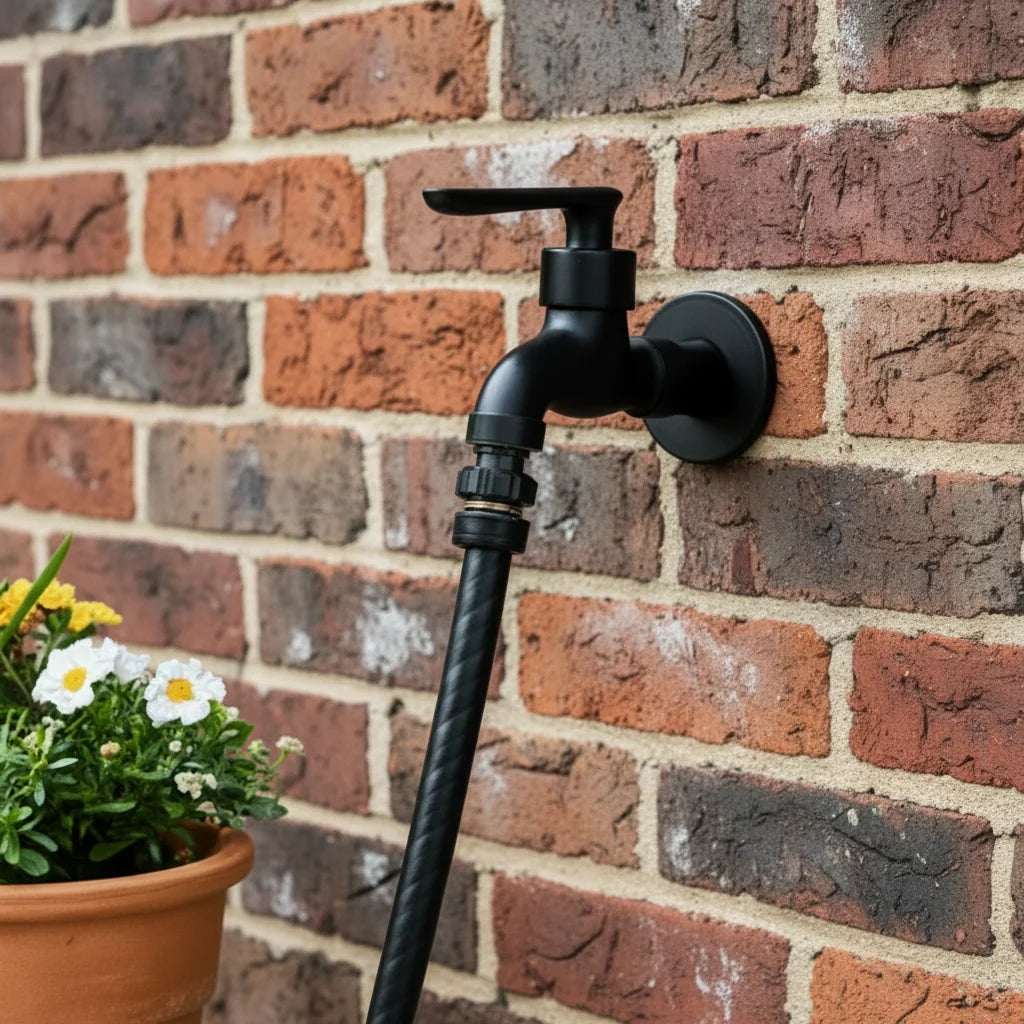 MATTEFLOW – Rubinetto da parete Nero per Cucina, Bagno & Esterni