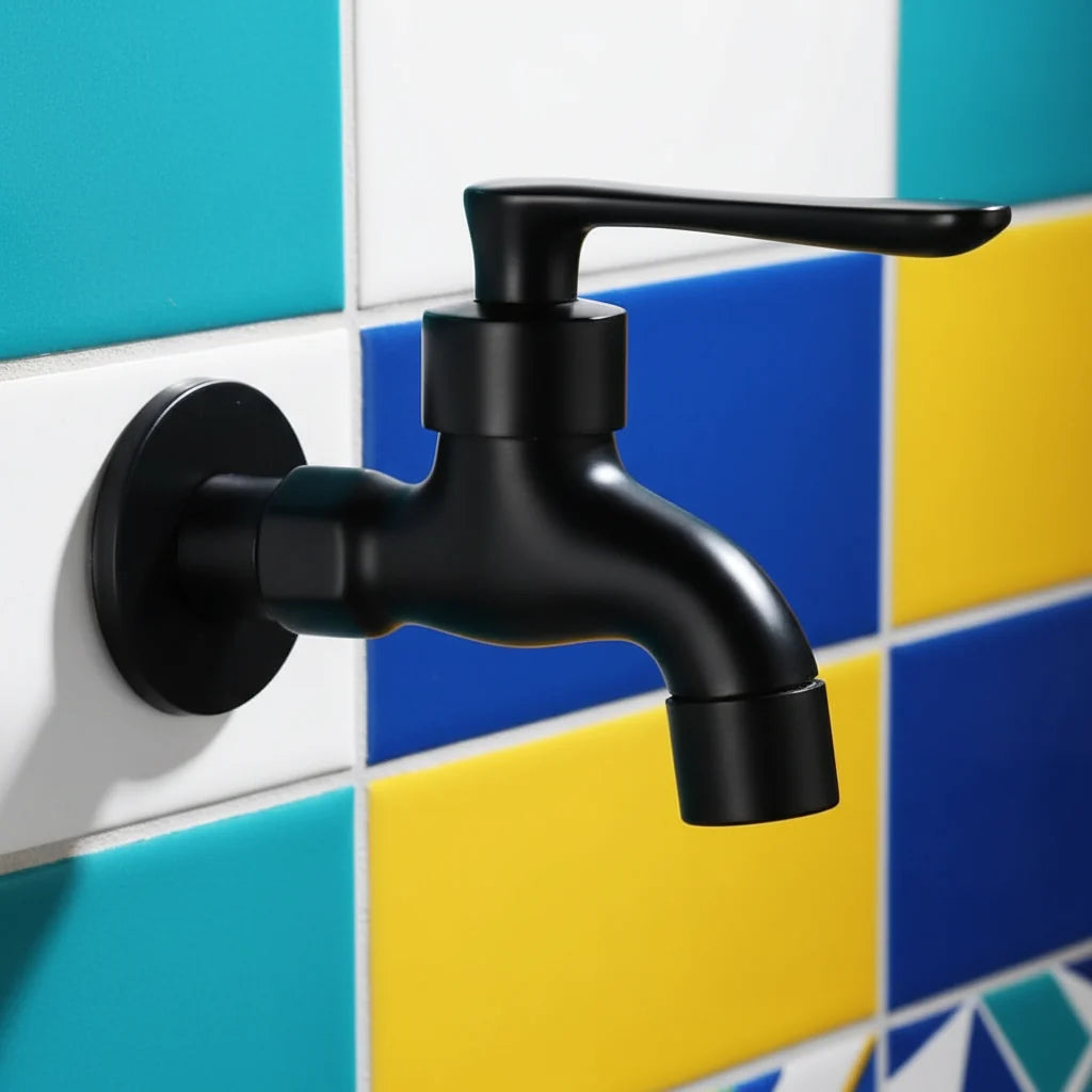 MATTEFLOW – Rubinetto da parete Nero per Cucina, Bagno & Esterni