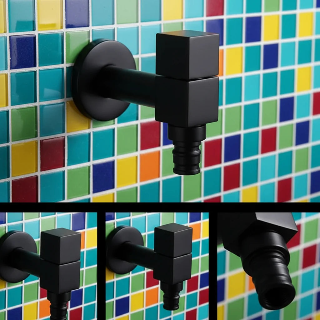 MATTEFLOW – Rubinetto da parete Nero per Cucina, Bagno & Esterni