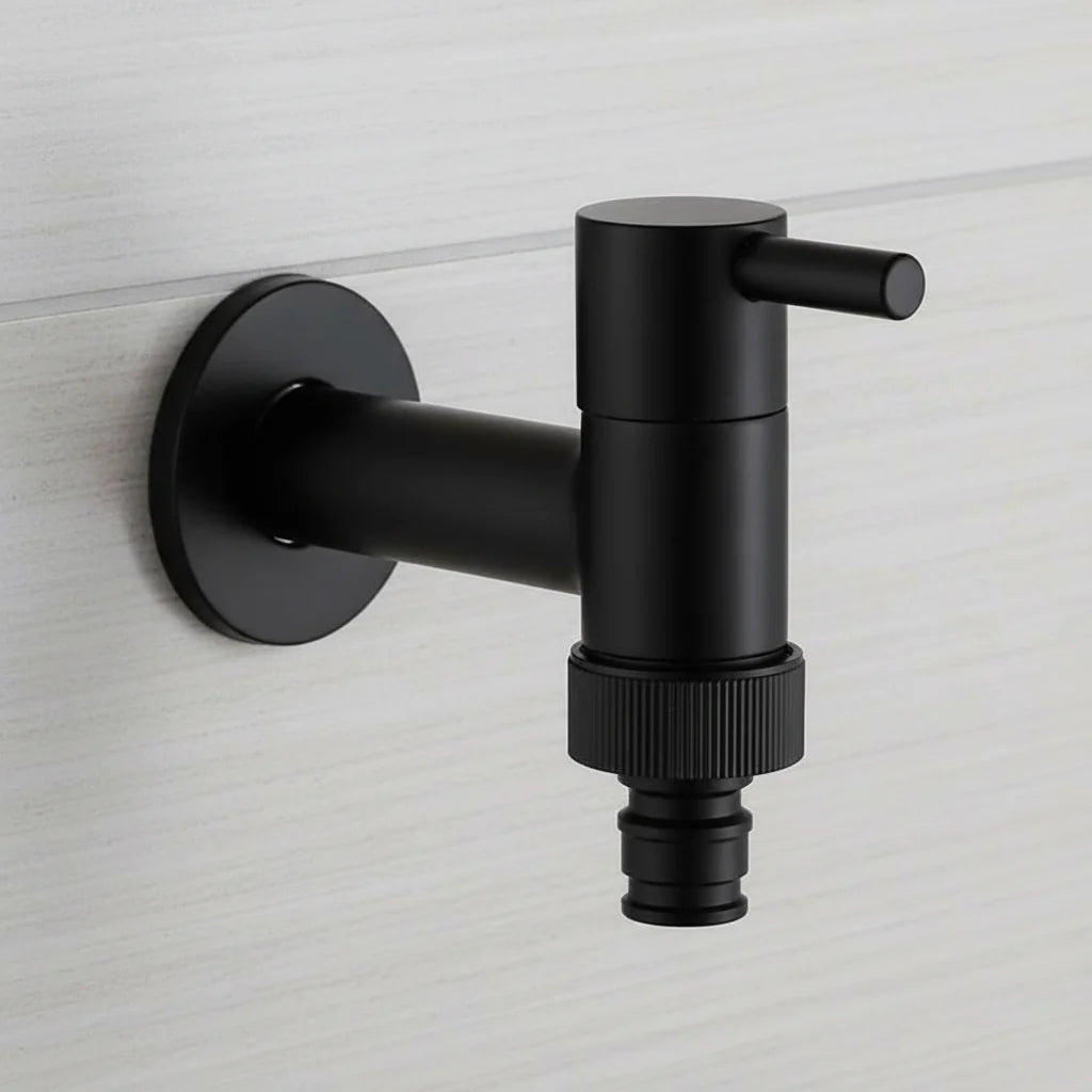 MATTEFLOW – Rubinetto da parete Nero per Cucina, Bagno & Esterni