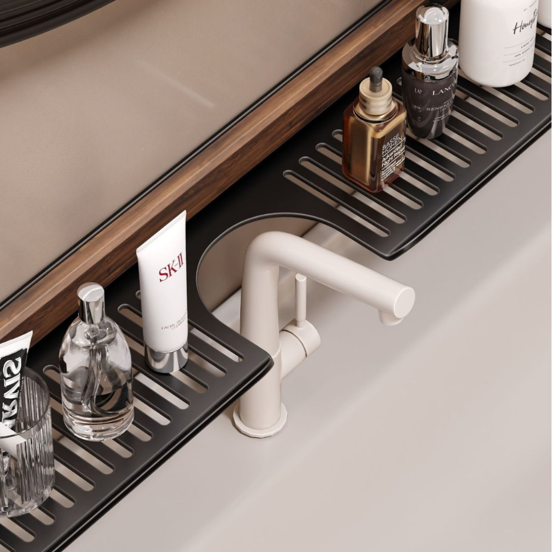 Organizer per Lavabo | Mensola da Parete con Ventosa per il Bagno | Design per Asciugatura per Ordine | SinkSleek