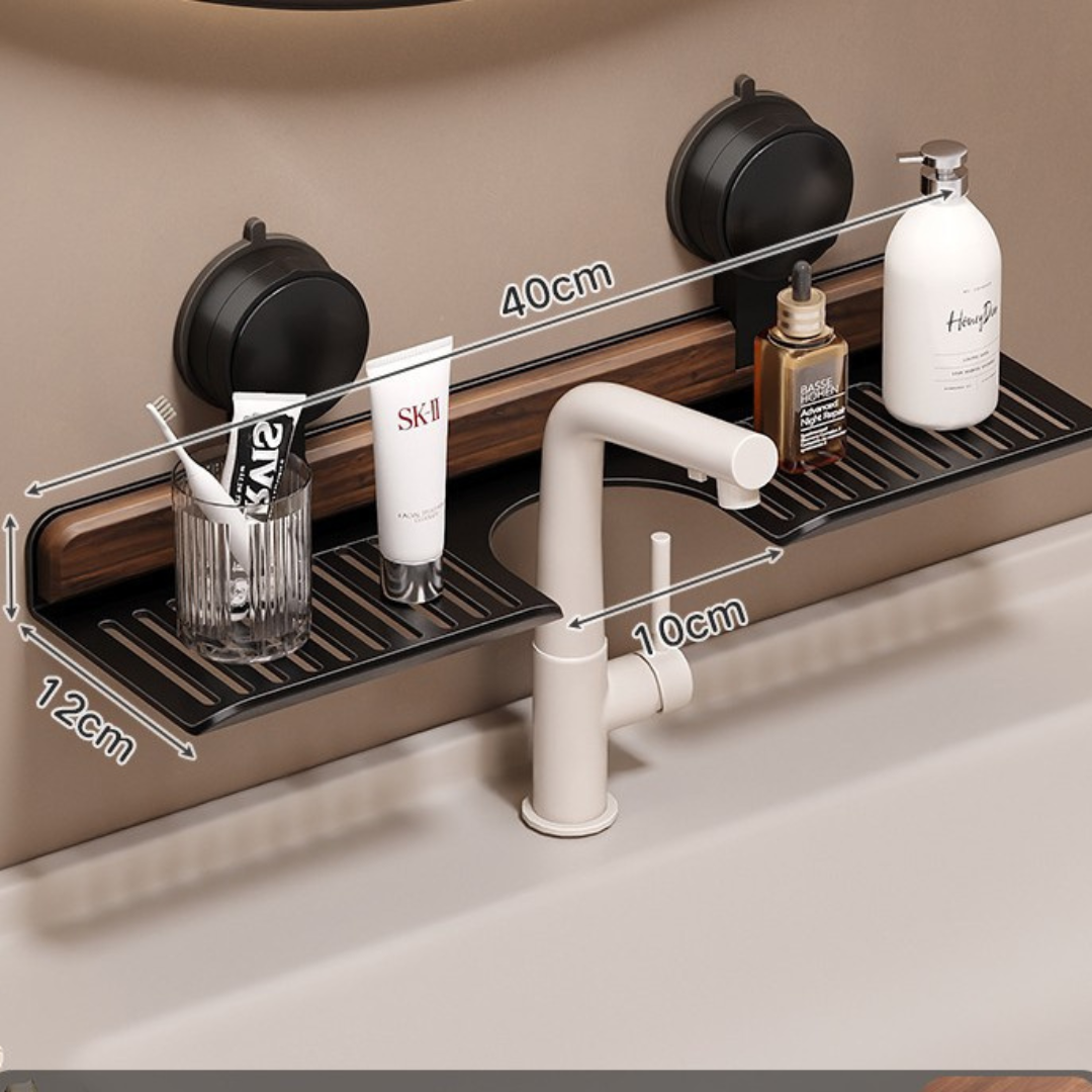 Organizer per Lavabo | Mensola da Parete con Ventosa per il Bagno | Design per Asciugatura per Ordine | SinkSleek