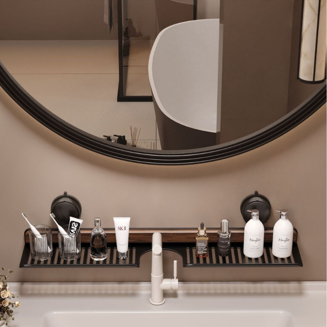 Organizer per Lavabo | Mensola da Parete con Ventosa per il Bagno | Design per Asciugatura per Ordine | SinkSleek