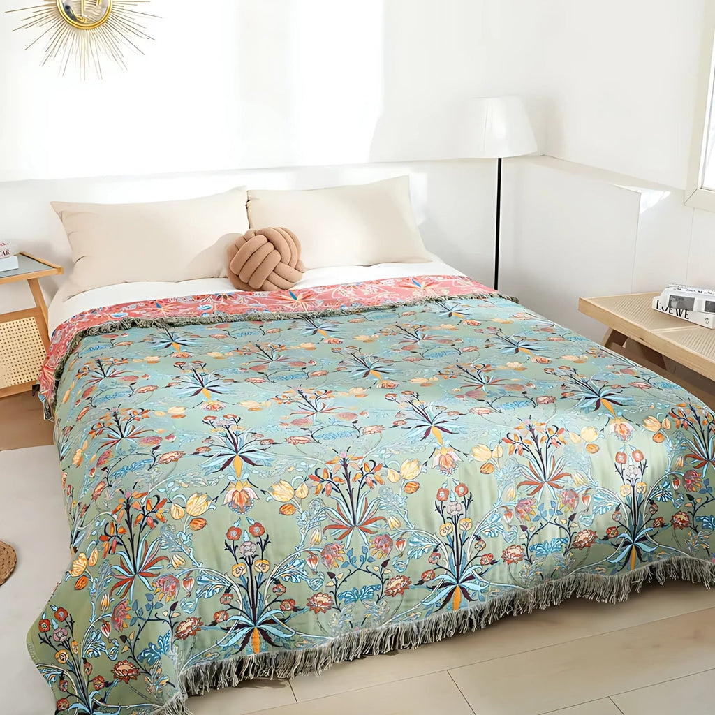 Coperta Reversibile in Cotone Puro Wild Petal