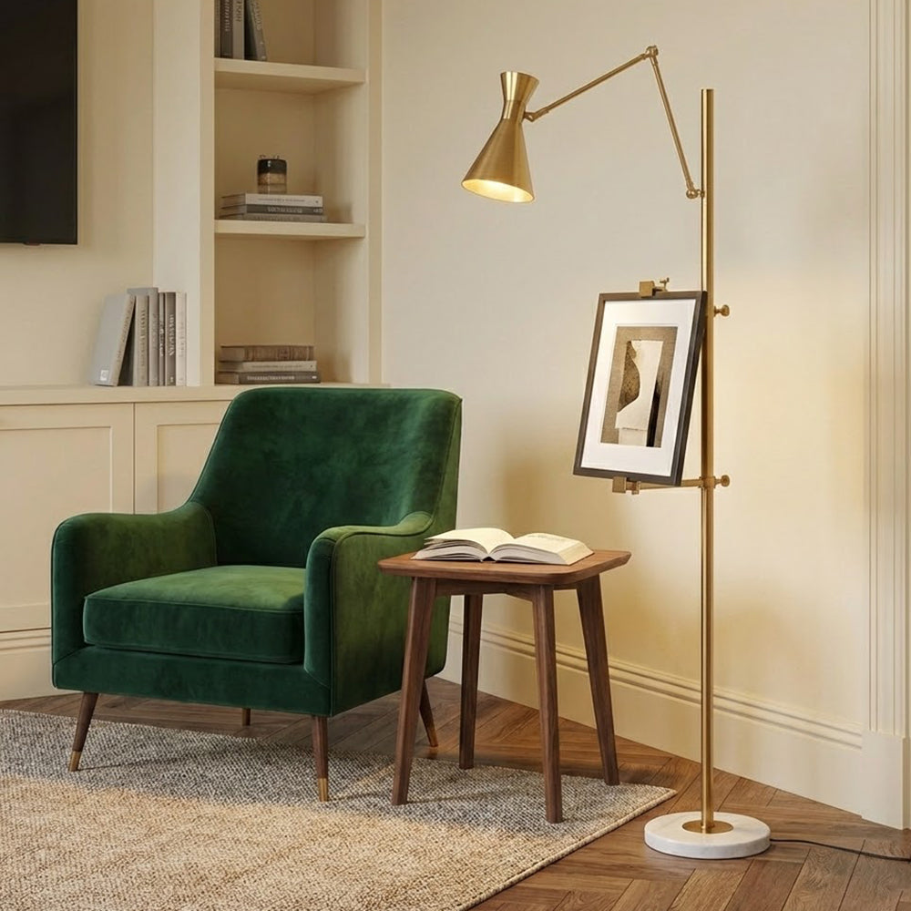 Seraya | Luce da pavimento per esposizione artistica con base in marmo per illuminazione interna elegante