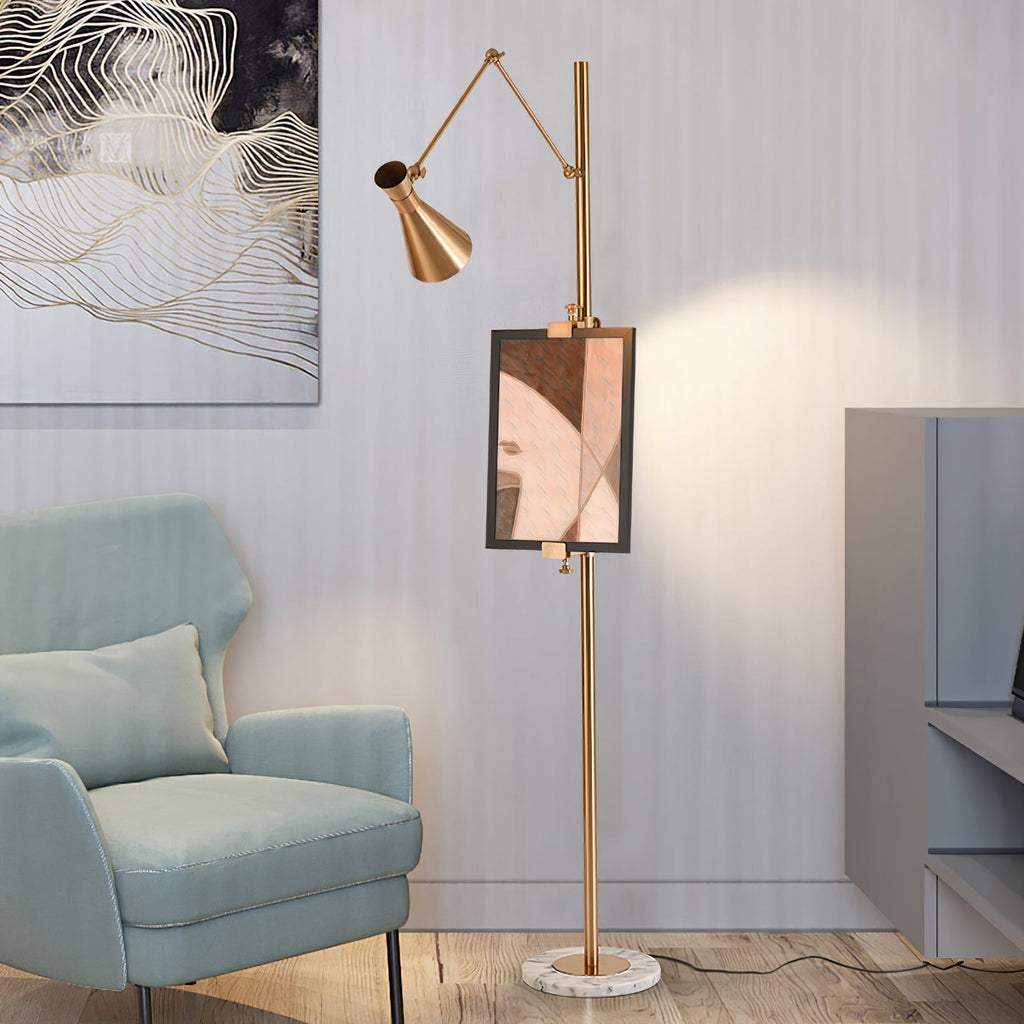 Seraya | Luce da pavimento per esposizione artistica con base in marmo per illuminazione interna elegante