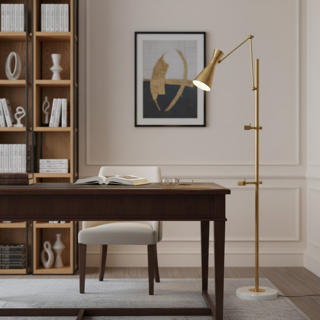 Seraya | Luce da pavimento per esposizione artistica con base in marmo per illuminazione interna elegante