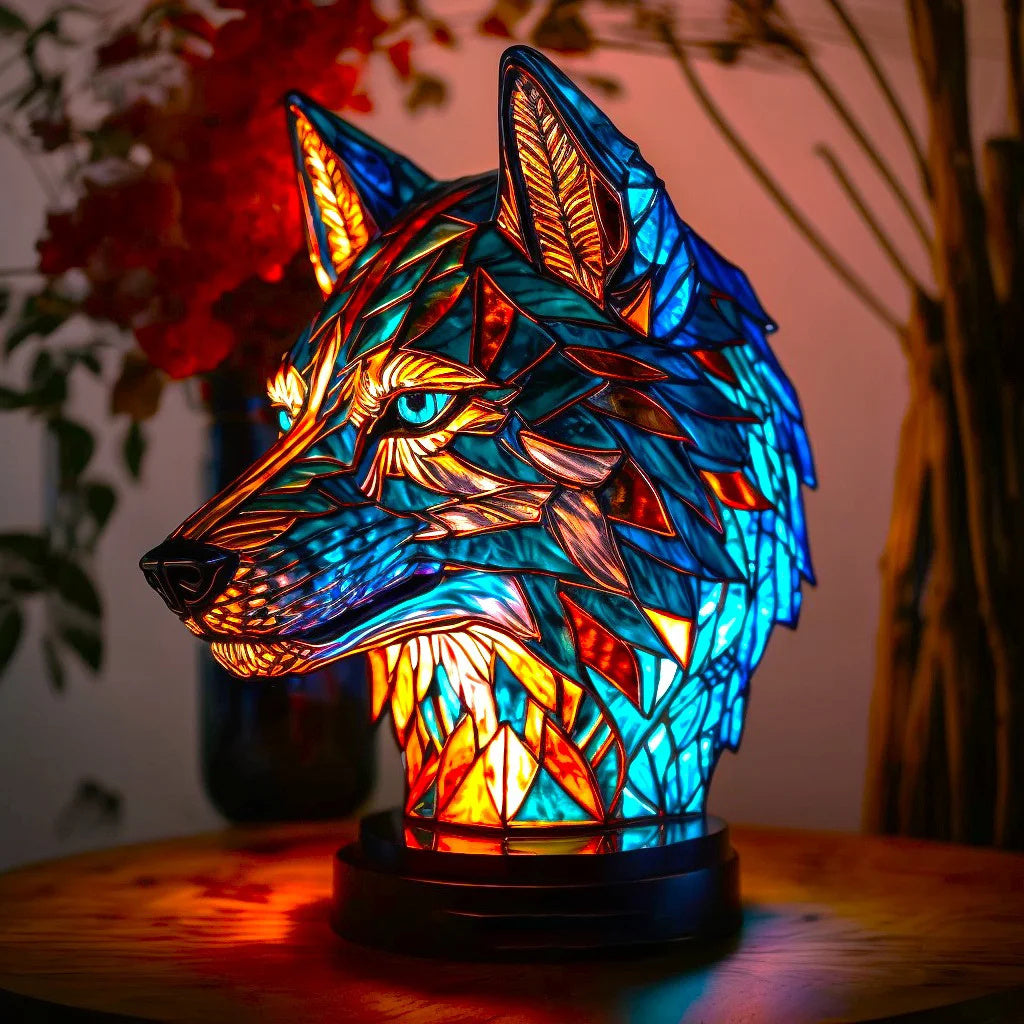 Lampada da Tavolo in Vetro Colorato con Ornamento Animale