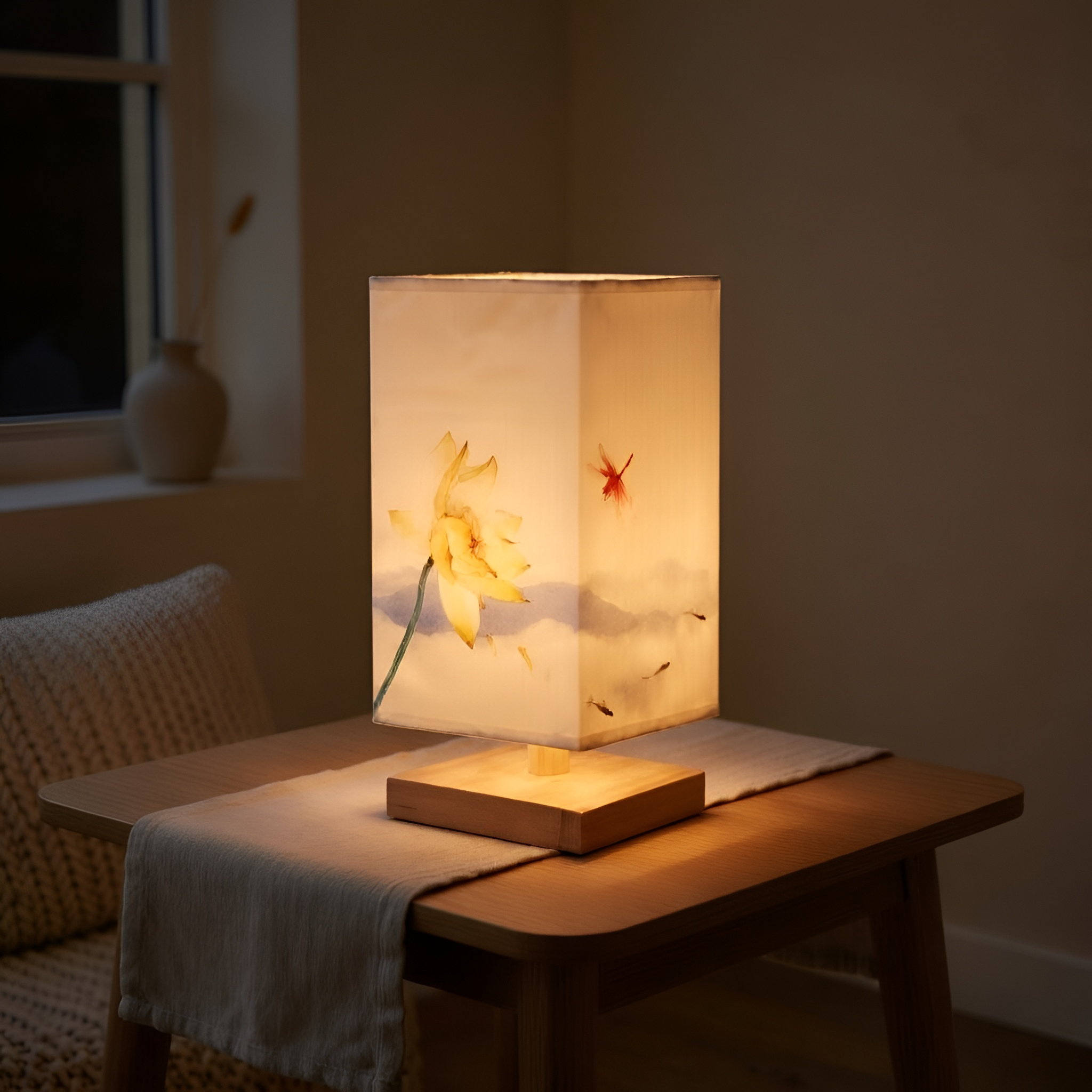 Emmett - Lampada LED in legno in stile giapponese