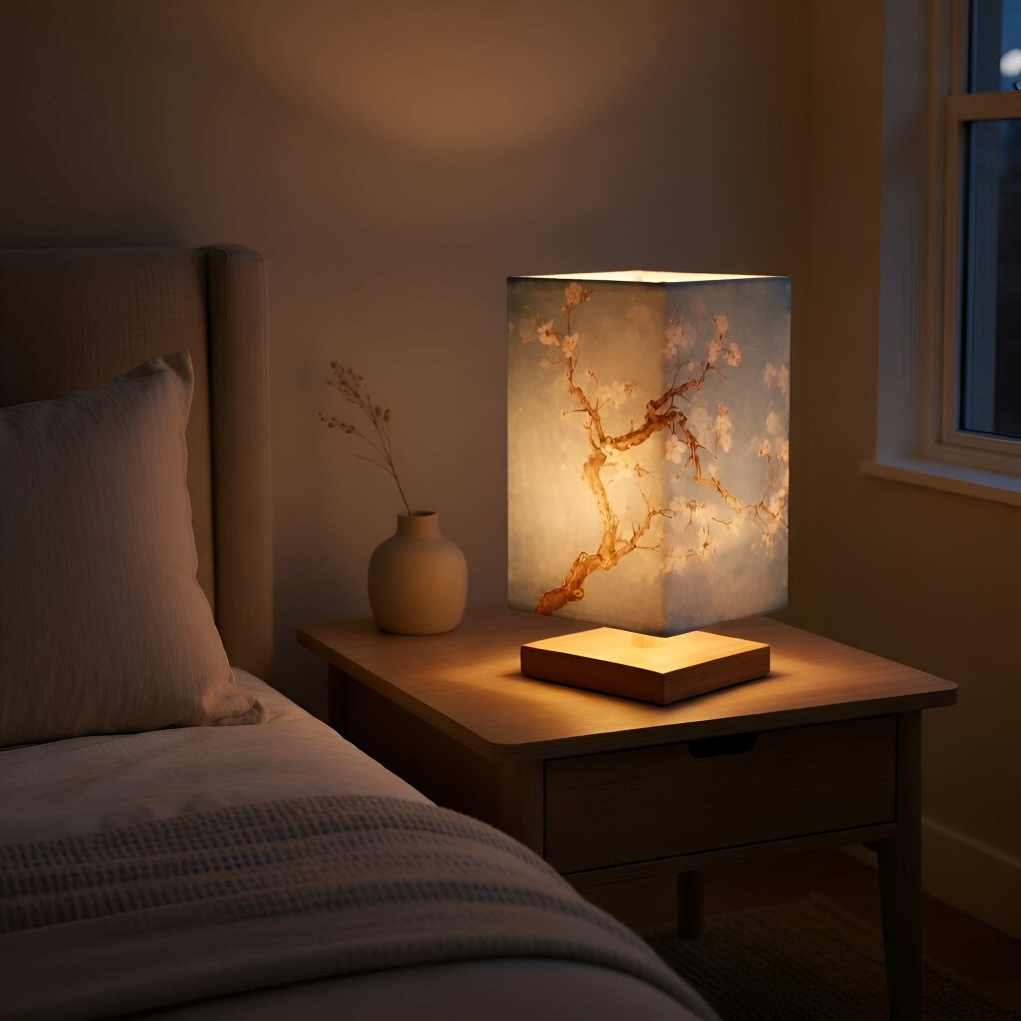 Emmett - Lampada LED in legno in stile giapponese