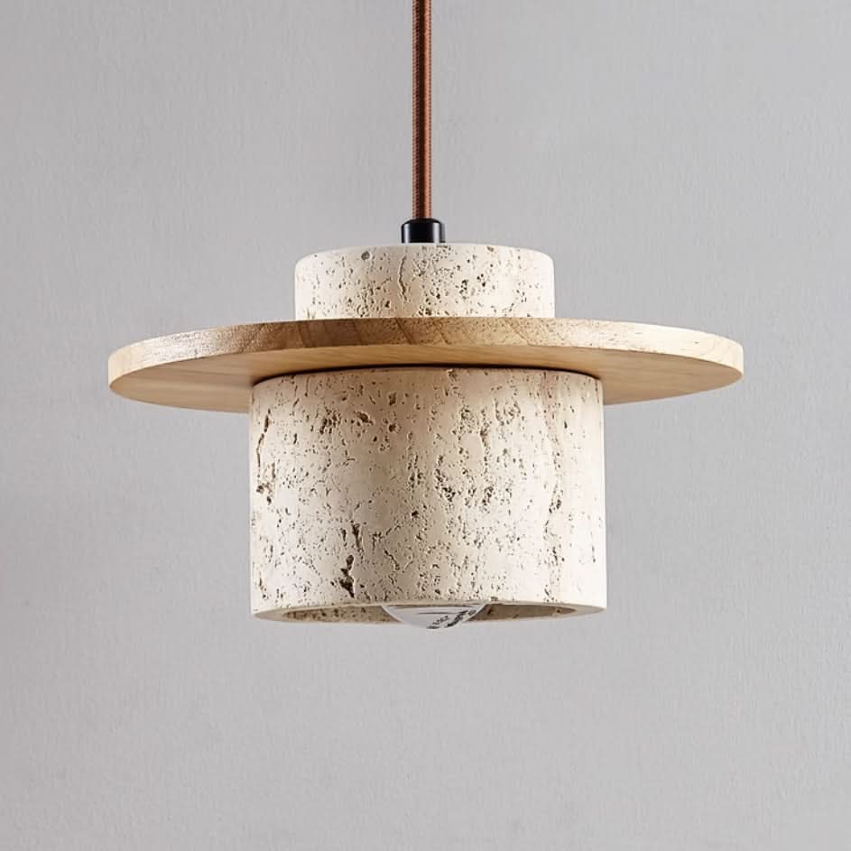 Lampada a Sospensione in Travertino – Lampada a Pendente in Pietra Naturale