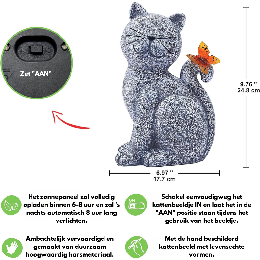 Gatto Incantevole con Farfalla - Luce Atmosferica per il tuo Giardino
