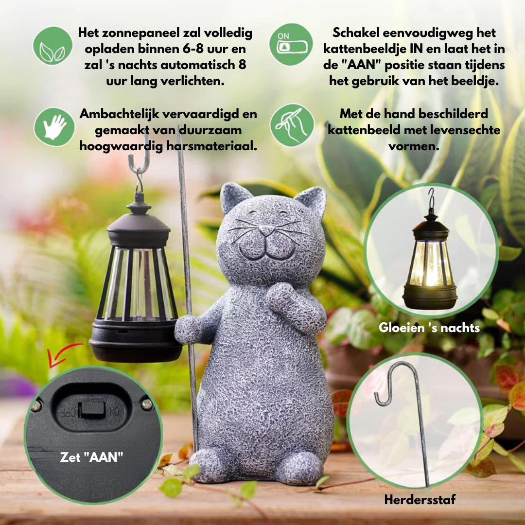 Gatto Incantevole con Farfalla - Luce Atmosferica per il tuo Giardino