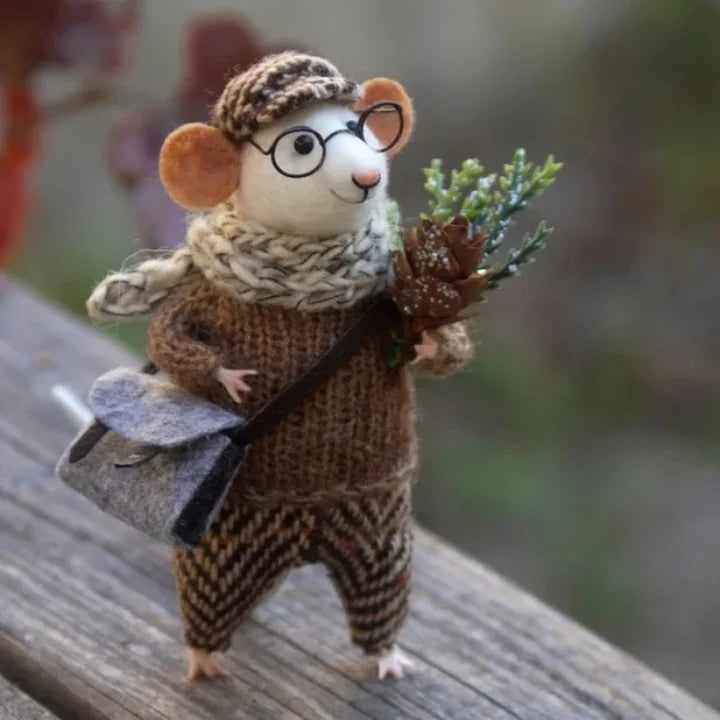 Topo in feltro fatto a mano | Decorazione natalizia & idea regalo | Feltro di lana e tessuto | Sostenibile