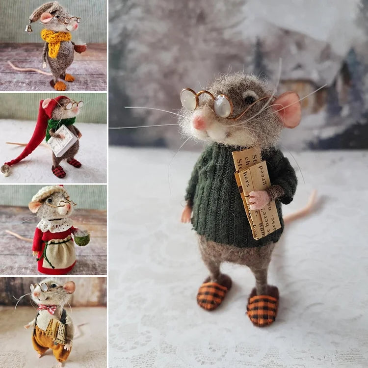 Topo in feltro fatto a mano | Decorazione natalizia & idea regalo | Feltro di lana e tessuto | Sostenibile