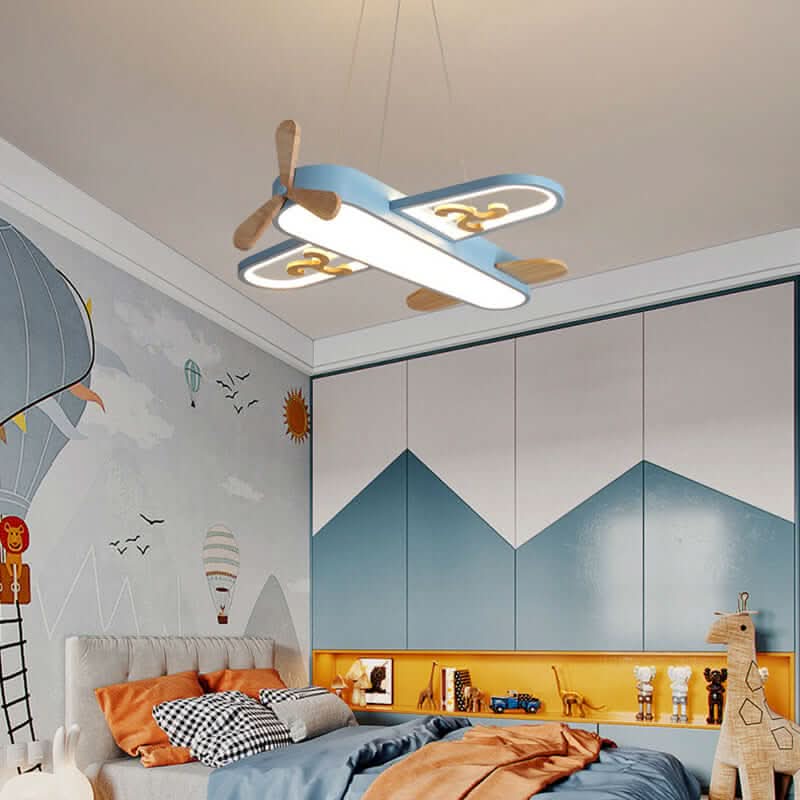 Lampada a Soffitto LED a Forma di Aereo per Stanza dei Bambini con Telecomando