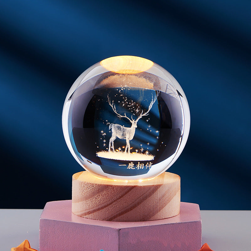 Lampada notturna a sfera di cristallo 3D