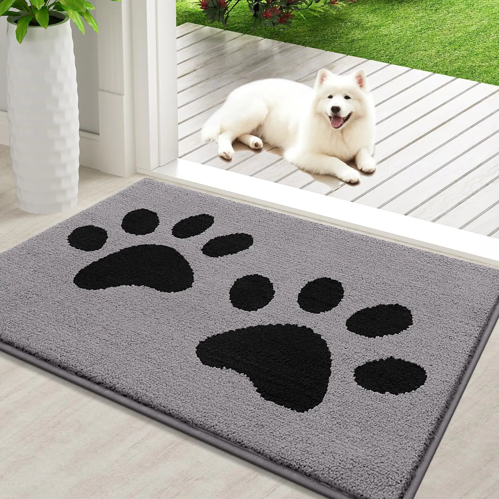 Absorbent Dog Door Mat with Non-Slip Backing & Quick Drying