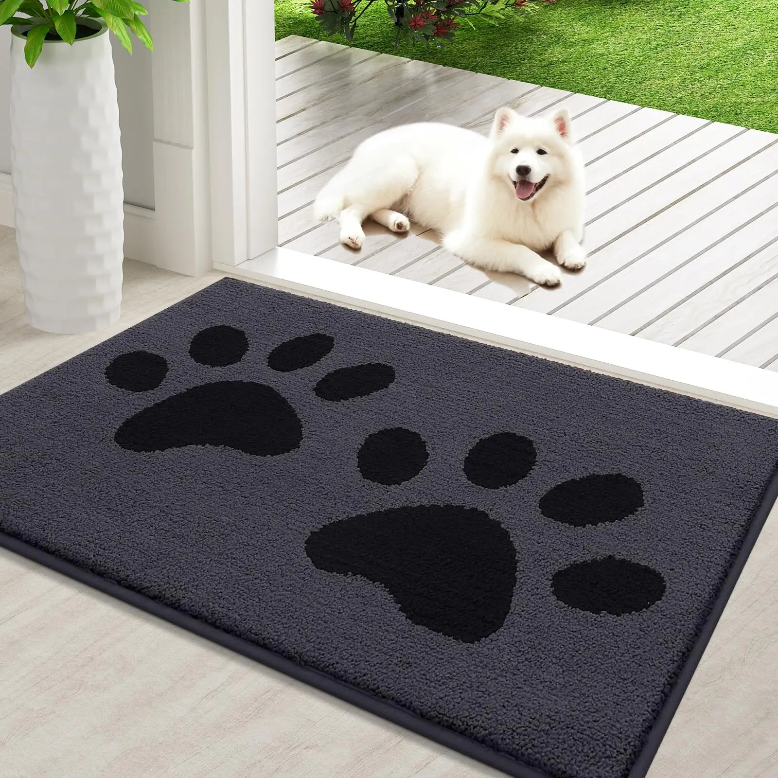 Absorbent Dog Door Mat with Non-Slip Backing & Quick Drying
