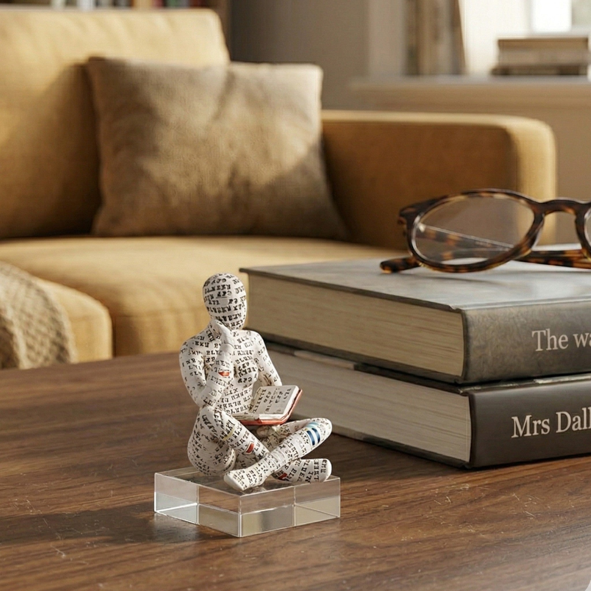 Scultura astratta di una persona che legge