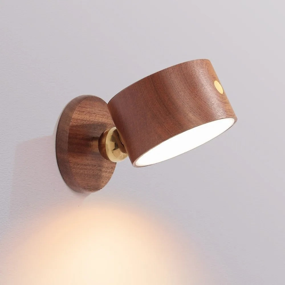 Lampada da Parete LED in Legno Rotante per Decorazione Interna