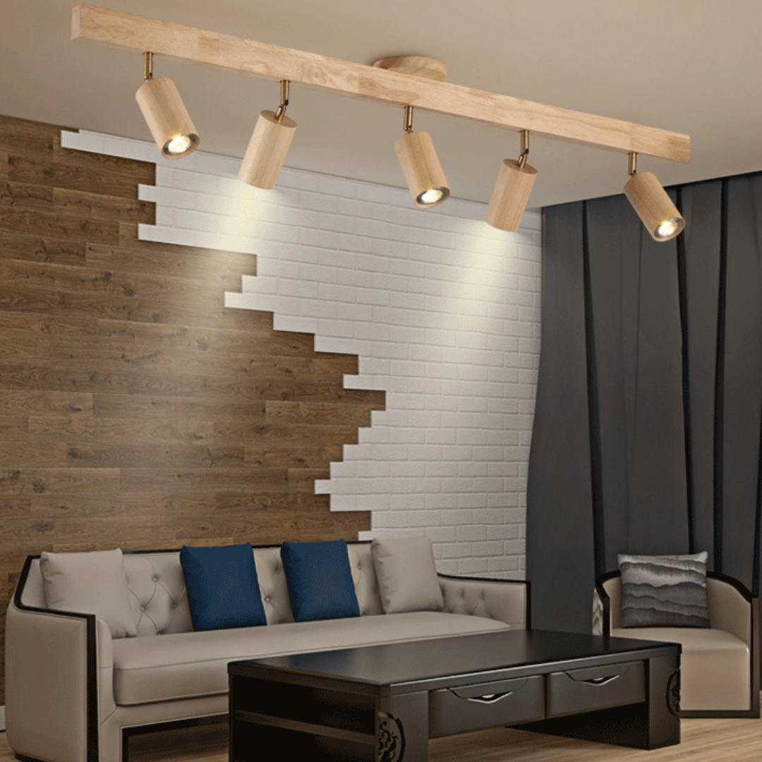 Faretto da soffitto in legno EcoLux regolabile con lampadina LED inclusa