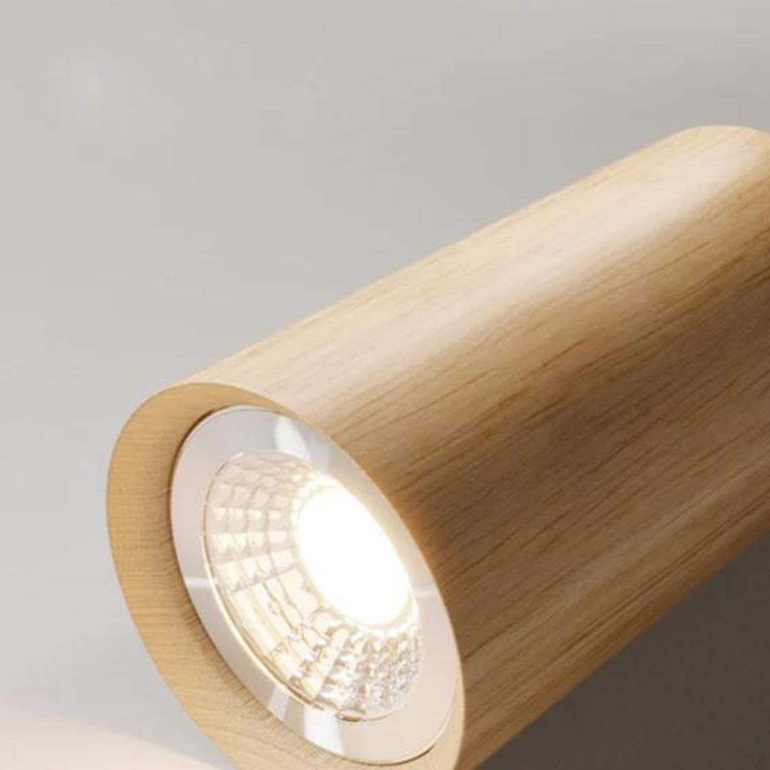 Faretto da soffitto in legno EcoLux regolabile con lampadina LED inclusa