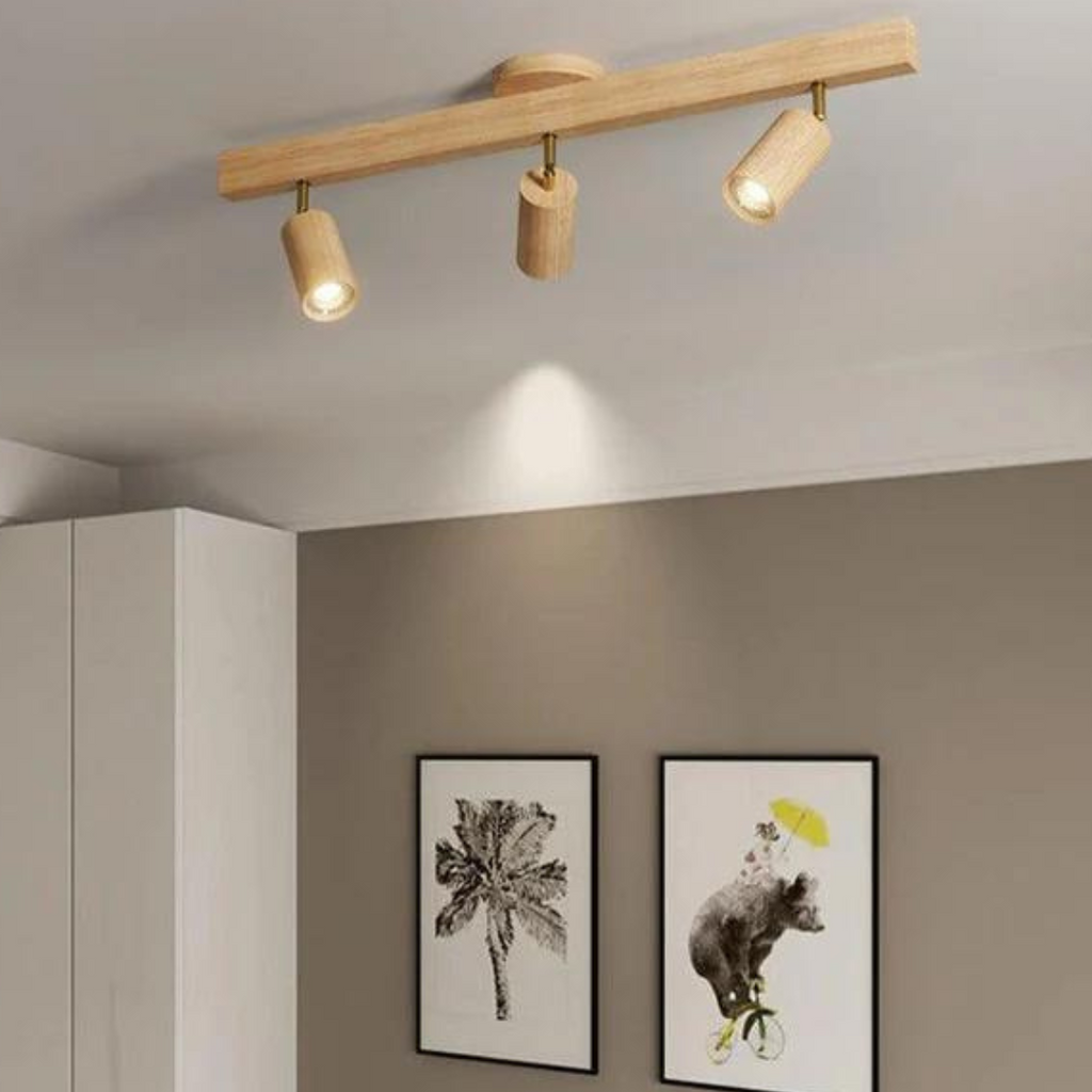 Faretto da soffitto in legno EcoLux regolabile con lampadina LED inclusa