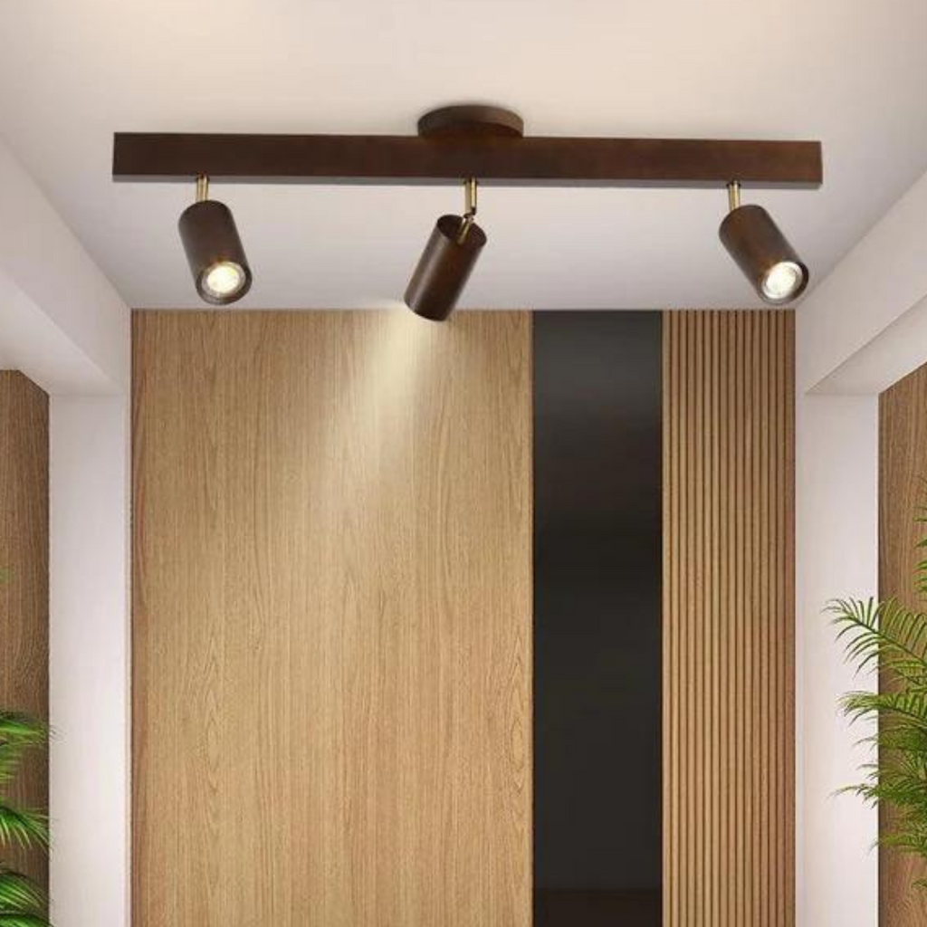 Faretto da soffitto in legno EcoLux regolabile con lampadina LED inclusa
