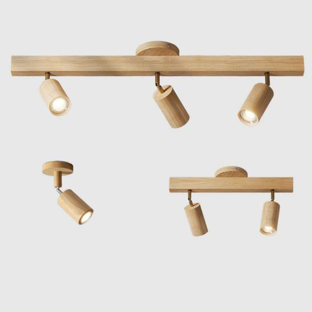 Faretto da soffitto in legno EcoLux regolabile con lampadina LED inclusa