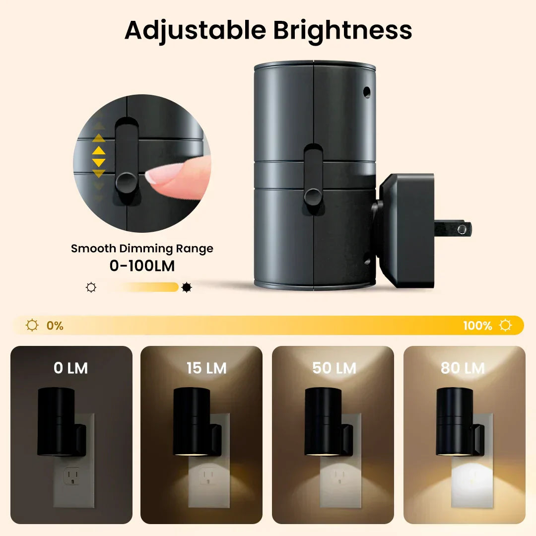 Luce notturna dimmerabile Plug-In con sensore di movimento - Luce LED per camere da letto, corridoi e scale