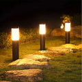 Luci da Giardino a Bollard Alimentate da Sole in 2 Pezzi con Involucro Cilindrico