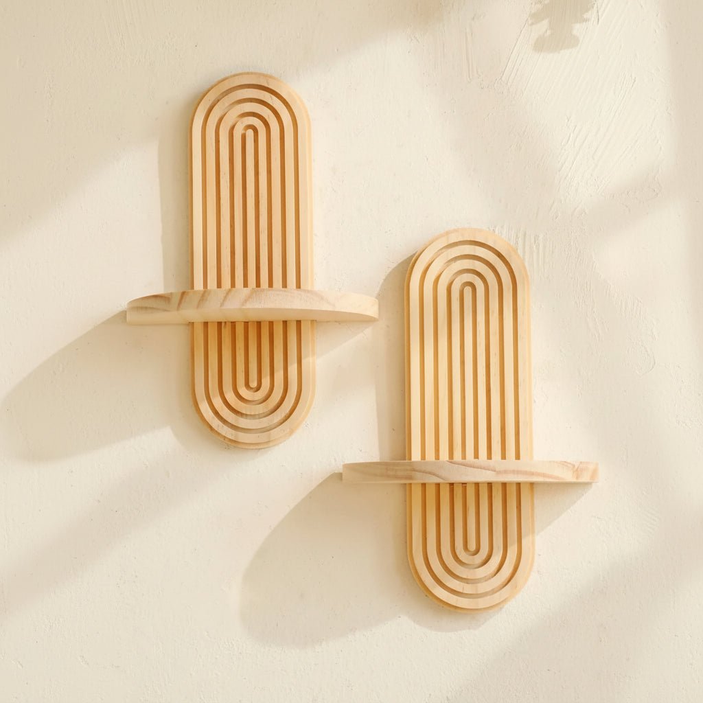 ARTISHELF – Mensole Fluttuanti Geometriche in Legno Boho per Stoccaggio Elegante