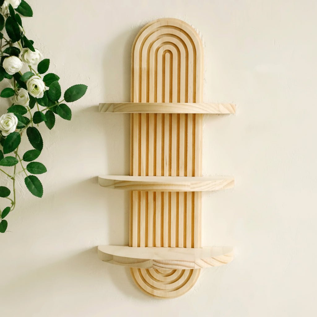 ARTISHELF – Mensole Fluttuanti Geometriche in Legno Boho per Stoccaggio Elegante