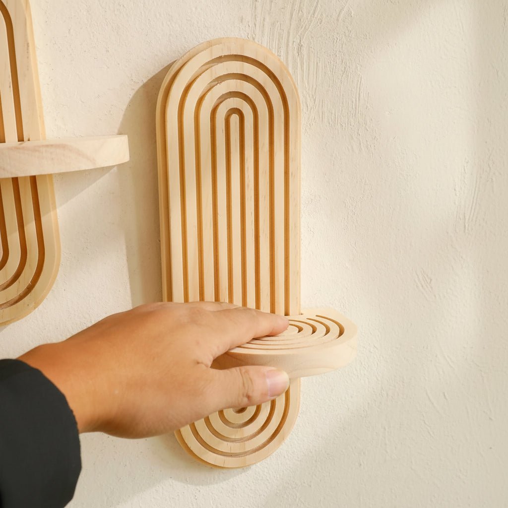 ARTISHELF – Mensole Fluttuanti Geometriche in Legno Boho per Stoccaggio Elegante