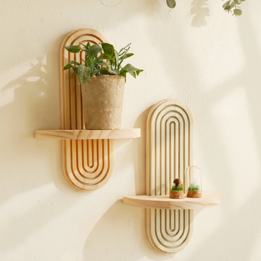 ARTISHELF – Mensole Fluttuanti Geometriche in Legno Boho per Stoccaggio Elegante