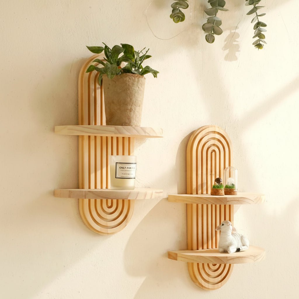 ARTISHELF – Mensole Fluttuanti Geometriche in Legno Boho per Stoccaggio Elegante