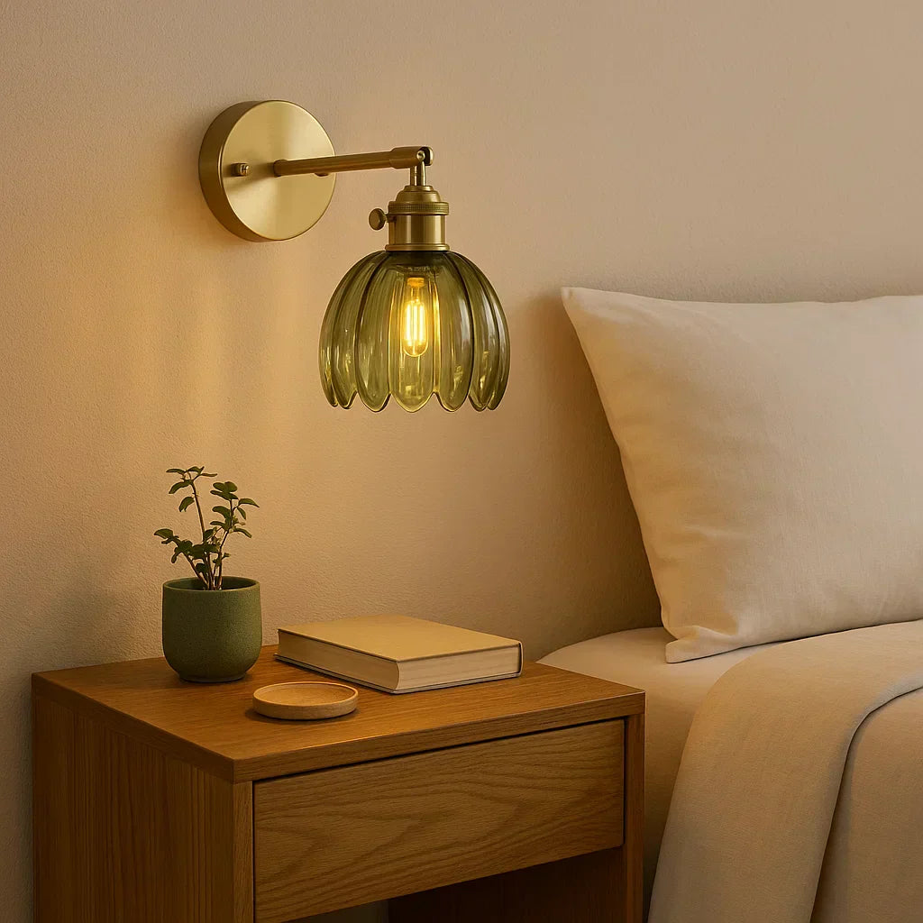 Lampada da Parete Retro con Ombra in Vetro a Tulipano | Stile Vintage
