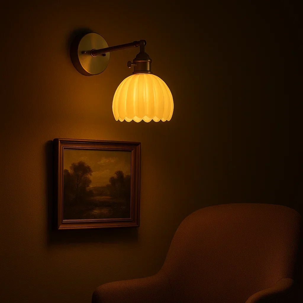 Lampada da Parete Retro con Ombra in Vetro a Tulipano | Stile Vintage