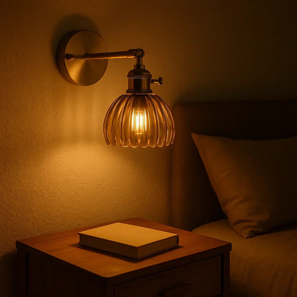 Lampada da Parete Retro con Ombra in Vetro a Tulipano | Stile Vintage