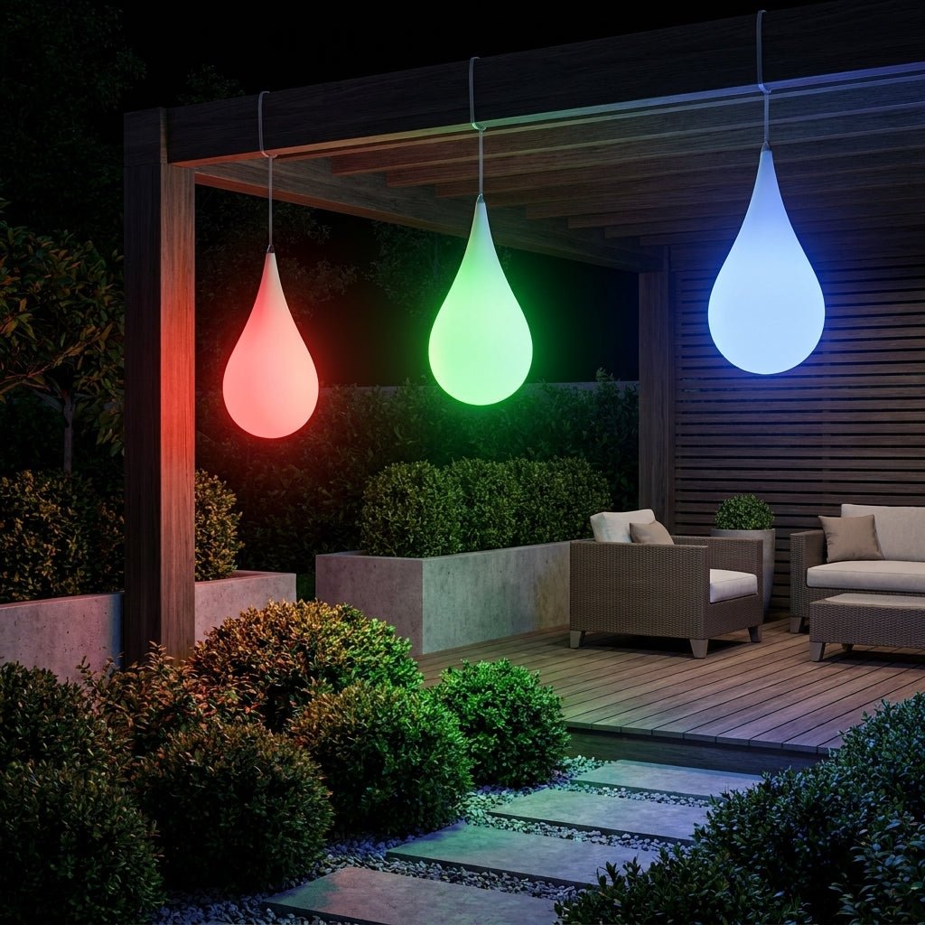 Lampada a sospensione da esterno con design a goccia d'acqua