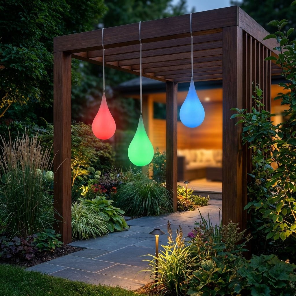 Lampada a sospensione da esterno con design a goccia d'acqua